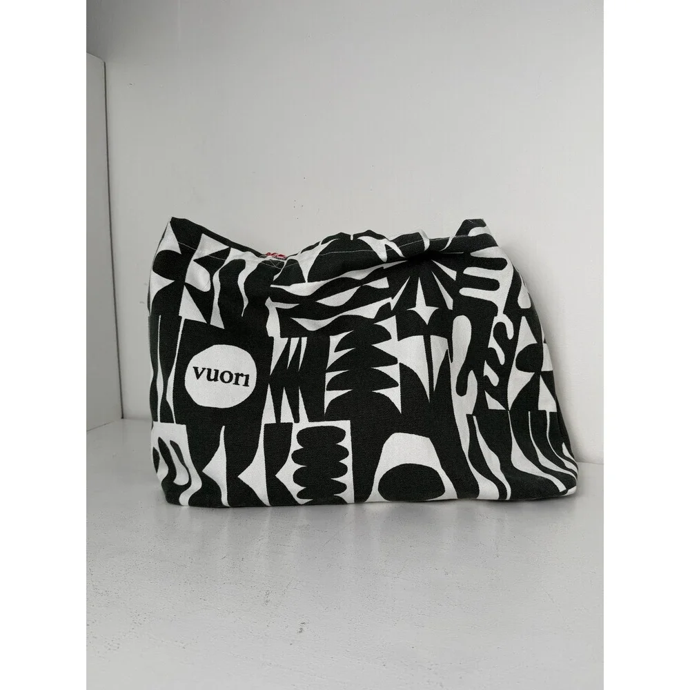 Vuori Canvas Tote Bag Black White Abstract Geometric Large Gym Beach Bag